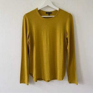 Eileen Fisher Women’s Crew Neck Mustard Green Top